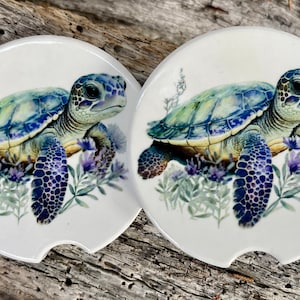 Sea Turtle Beach Ceramic Cup Car Coasters