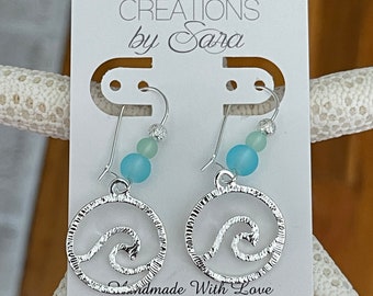 Ocean Wave Beach Seaglass Earrings