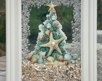 Beach Christmas Tree Seashell Frame