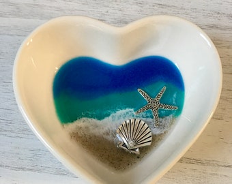 Seashells Heart Beach Trinket Dish