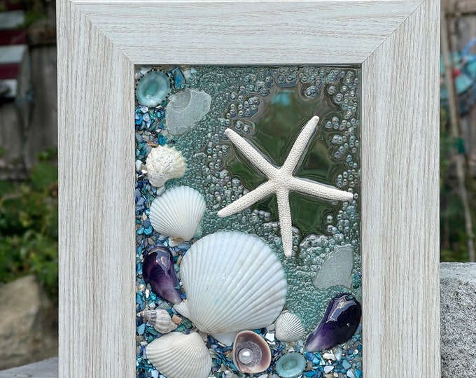 Seashell Sea Glass Beach Frame Etsy