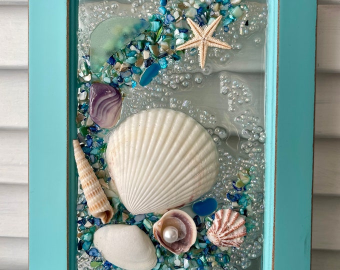 Seashell Sea Glass Beach Frame Etsy