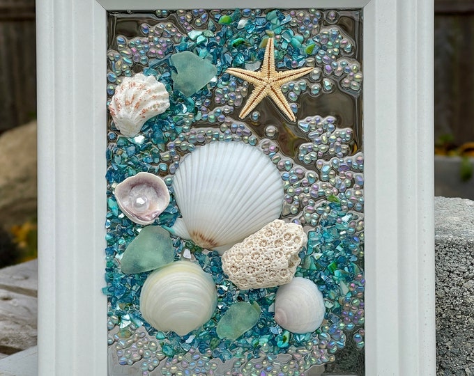 Seashell Sea Glass Beach Frame Etsy