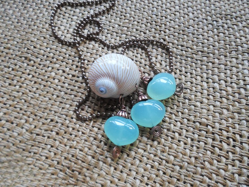 Stunning shell and crystals long necklace