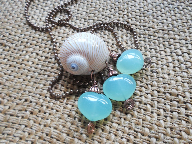 Stunning shell and crystals long necklace