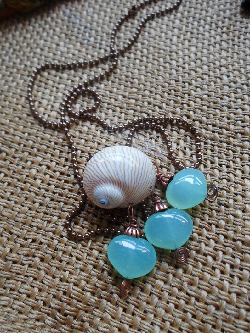 Stunning shell and crystals long necklace