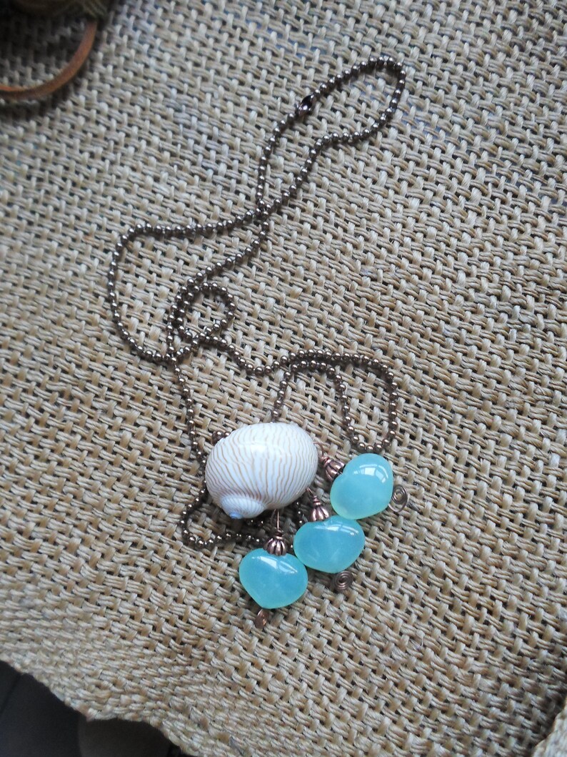 Stunning shell and crystals long necklace
