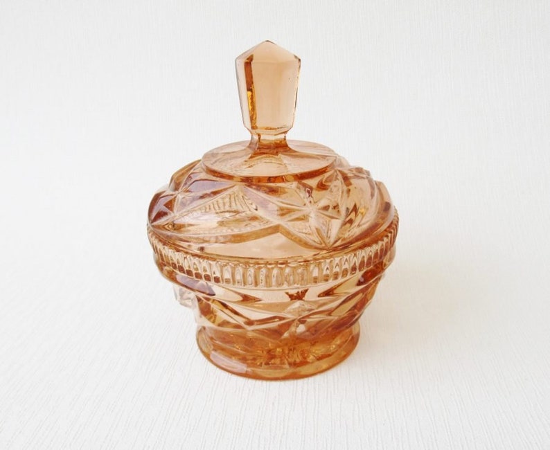 Amber Glass Lidded Pot Jar Vintage 1950 1960s Milk Glass Cosmetic Jars