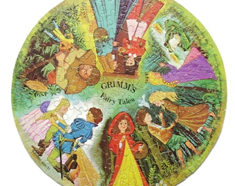 Kreisförmiges Grimms Märchen Vintage Puzzle von Waddingtons 150 Teile 1971