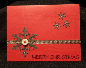 Homemade Christmas Greeting Card, Handmade Christmas Card, Christmas Card, Holiday Card, Holiday Greeting Card, Snowflake Greeting Card
