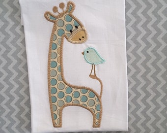 Applique Machine Embroidery Design Baby Bird and GIraffe