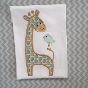 Applique Machine Embroidery Design Baby Bird and GIraffe
