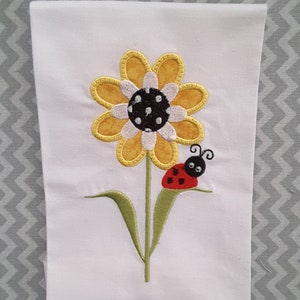 Applique Embroidery Machine Design Daisy Flower Ladybird image 1
