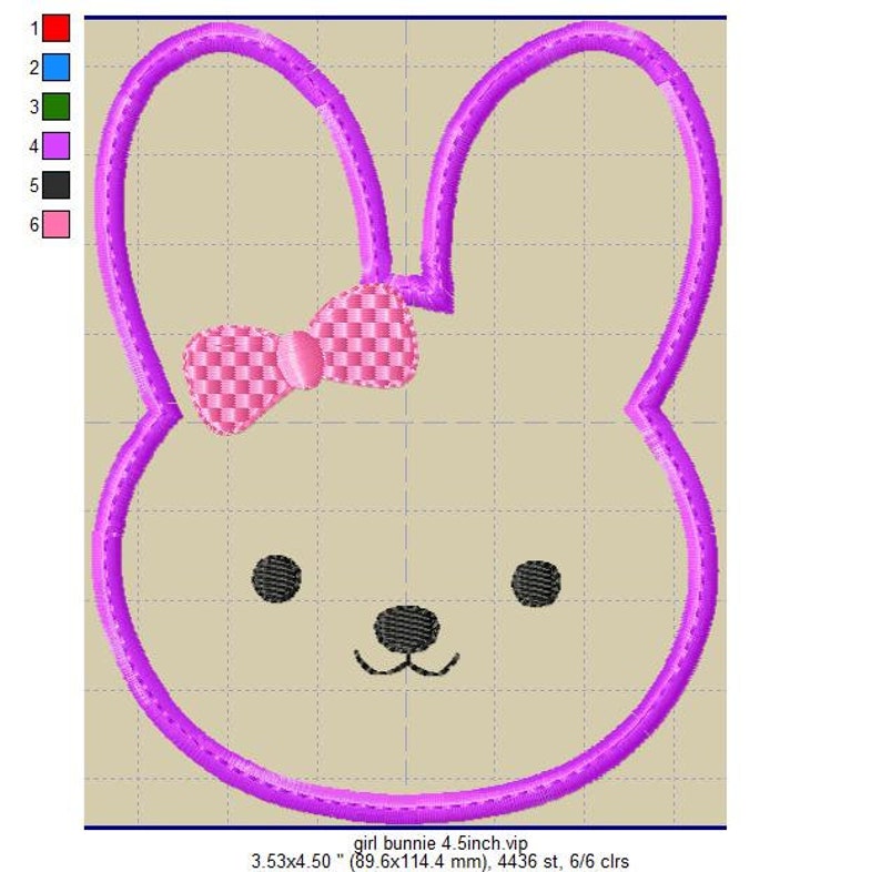 Applique Machine Embroidery Design cute Girl Bunnie for Babies zdjęcie 4