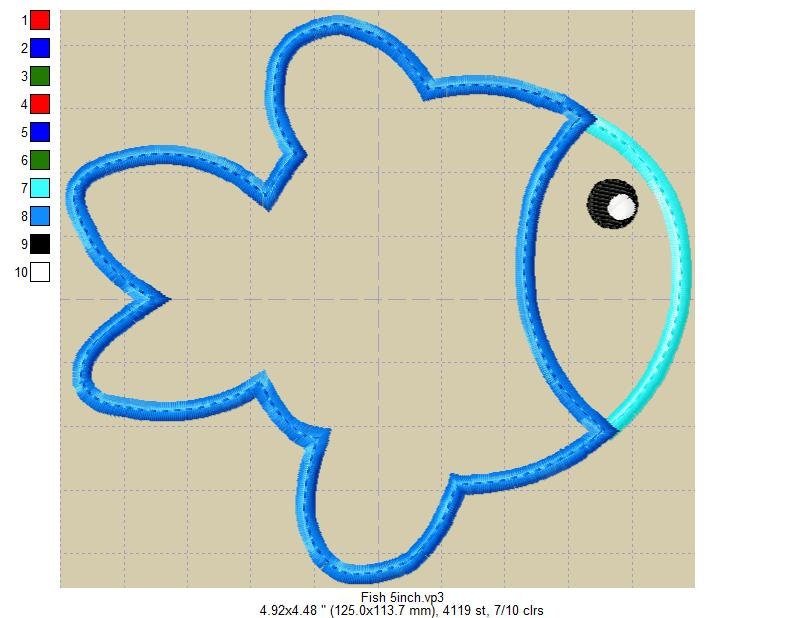 Applique Machine Embroidery Design Fish - Etsy