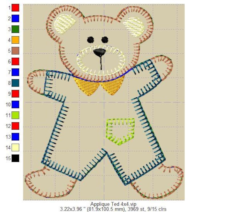 Applique Machine Embroidery Blanket Stitch Ted Bear Etsy