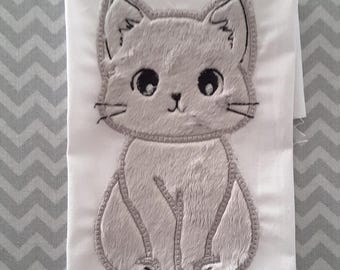 Cute Kitten Applique Machine Embroidery Design