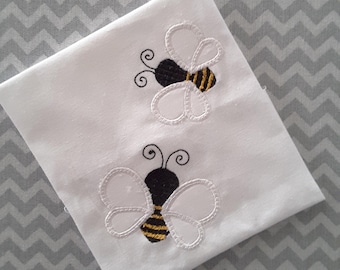 Machine Embroidery Appliqued Bees