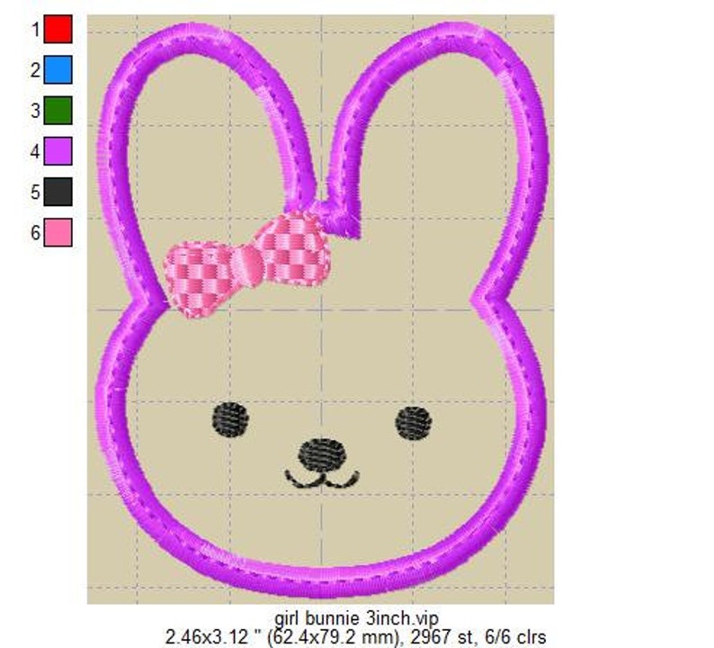 Applique Machine Embroidery Design cute Girl Bunnie for Babies zdjęcie 3