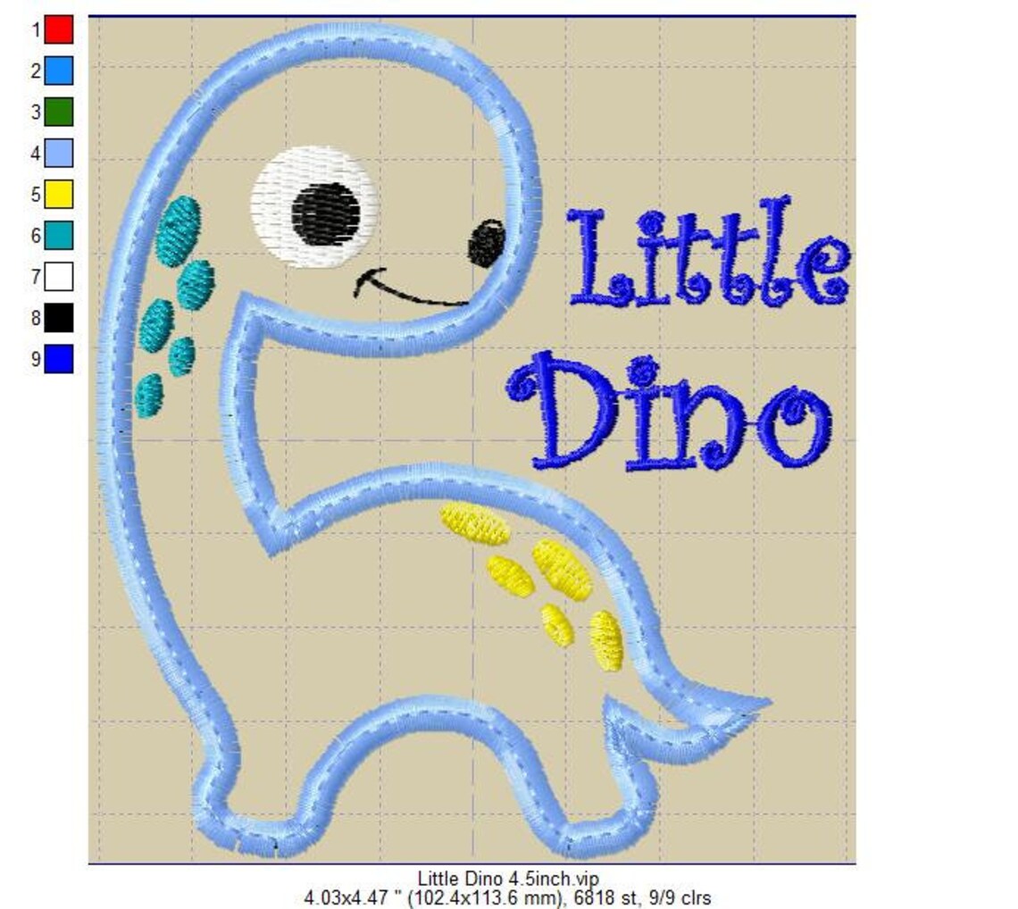 Applique Machine Embroidery Design Cute Baby Dinosaur - Etsy