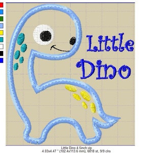 Applique Machine Embroidery Design Cute Baby Dinosaur zdjęcie 2