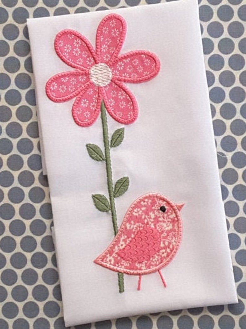 Baby Applique Machine Embroidery Design Birds image 1