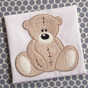 Baby Applique Machine Embroidery Design Tattered Teddy Bear
