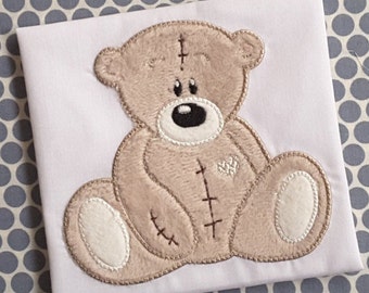 Baby Applique Machine Embroidery Design Tattered Teddy Bear