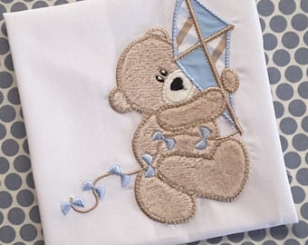 Baby Applique Machine Embroidery Design Kite Bear