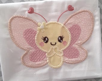 Applique Machine Embroidery Design Cute Butterfly Bug