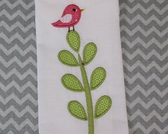 Baby Applique Machine Embroidery Design Cute Flower and Bird