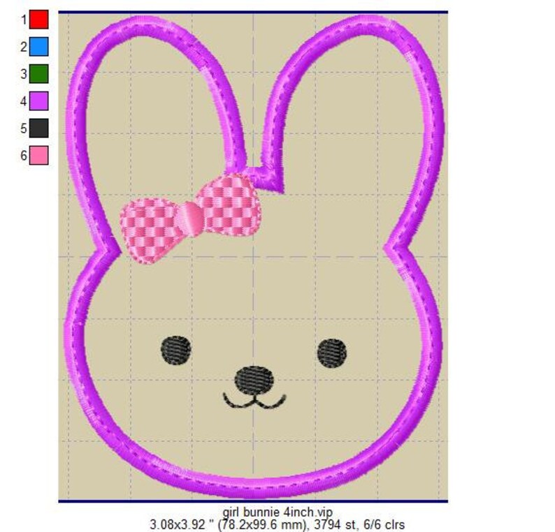 Applique Machine Embroidery Design cute Girl Bunnie for Babies zdjęcie 5