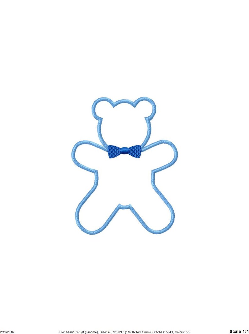 Baby Applique Machine Embroidery Design Boy Bear Etsy