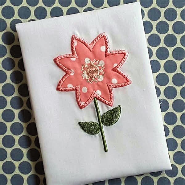 Applique Machine Embroidery Small Star Flower