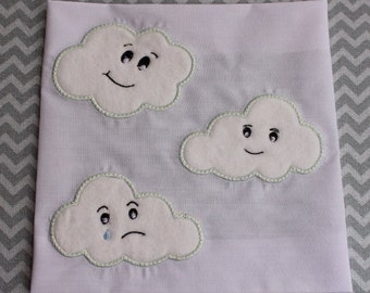 Baby Applique Machine Embroidery Design Smiley Clouds