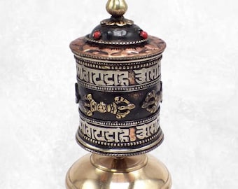 Dorje-Gebetsmühle, schwarze Patina, 14,5 cm – Nepal – MODT6