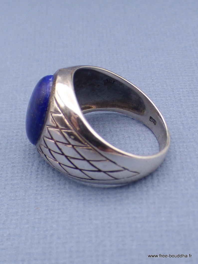 MEN'S signet ring LAPIS lazuli silver 925, men's jewelry, natural stone jewelry throat chakra silver KB21 image 6