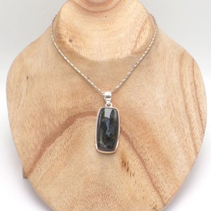 LARVIKITE jewel black MOONSTONE oval pendant silver 925, YM12.2 image 7