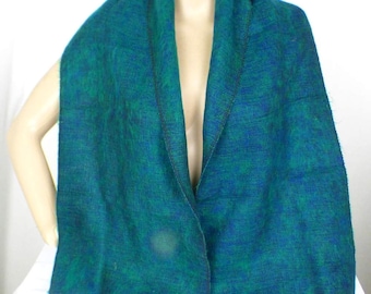 YACK WOOL SCARF for men, women, blue green, ECHA36