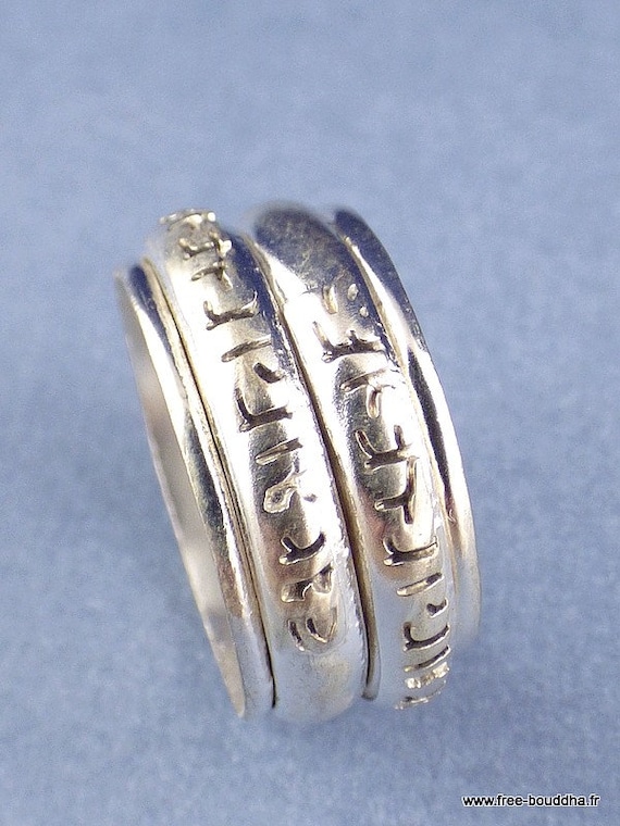 Bague couple tibetaine tournante ornee d une priere bouddhiste ref 4186 Etsy France