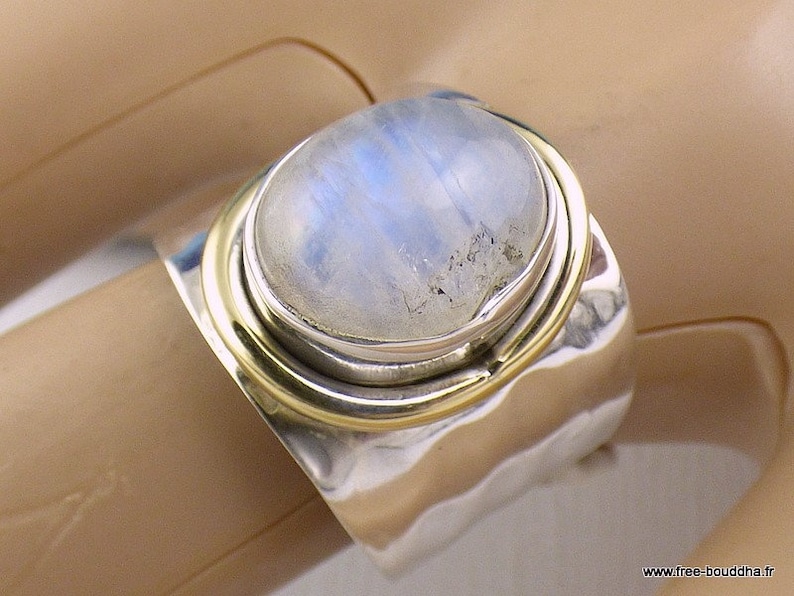 Women/'s moonstone ring two shades silver 925 size 55 rv62.10
