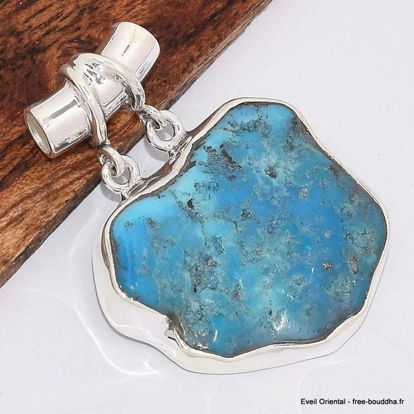 KINGMAN TURQUOISE PENDANT 925 silver tube bail, arizona turquoise, BK9.8