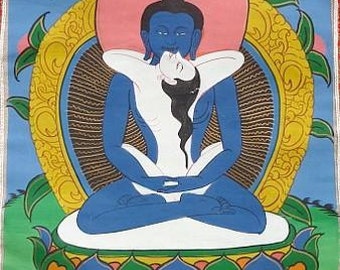 TANGKA TIBETAN SAMANDRABHADRA union buddha wisdom compassion dorje meditation zen dharma buddhism painting support shakti1