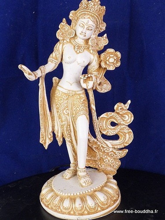 Statue Tibetaine Tara Blanche Debout en Résine 30 cm, Statb2