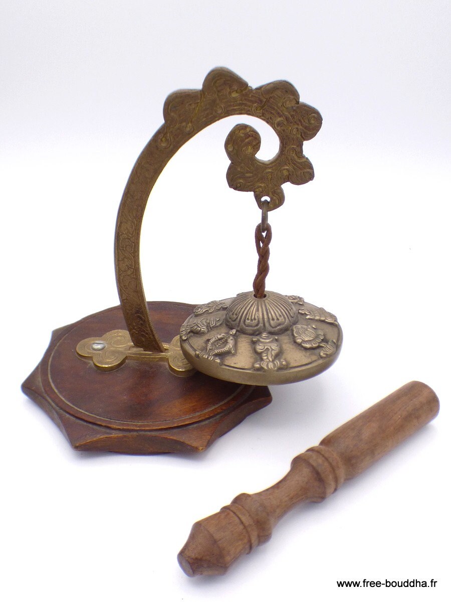 Tingsha Tibetaine sur Socle, Tingsha Bouddhiste, Instrument Meditation, Ttso1