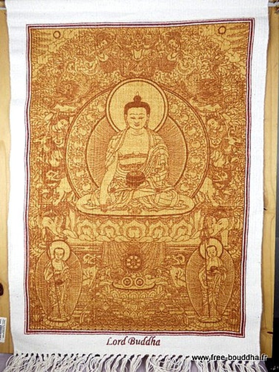 Tenture Tibetaine Bouddha Sakyamouni, Support Méditation, Tenture Bouddhiste, Murale Tibétaines, Ten