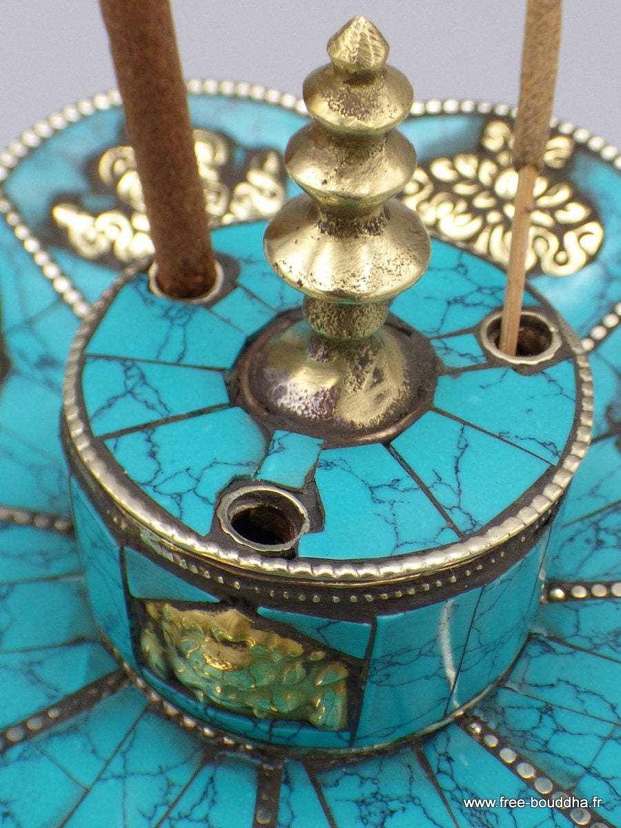 Tibet Lotus Räucherstäbchenhalter Set – Rotbronze, 2-teilig Mit Kürbis-Halter | Für Räucherstäbchen & Kegel, Heimdekoration