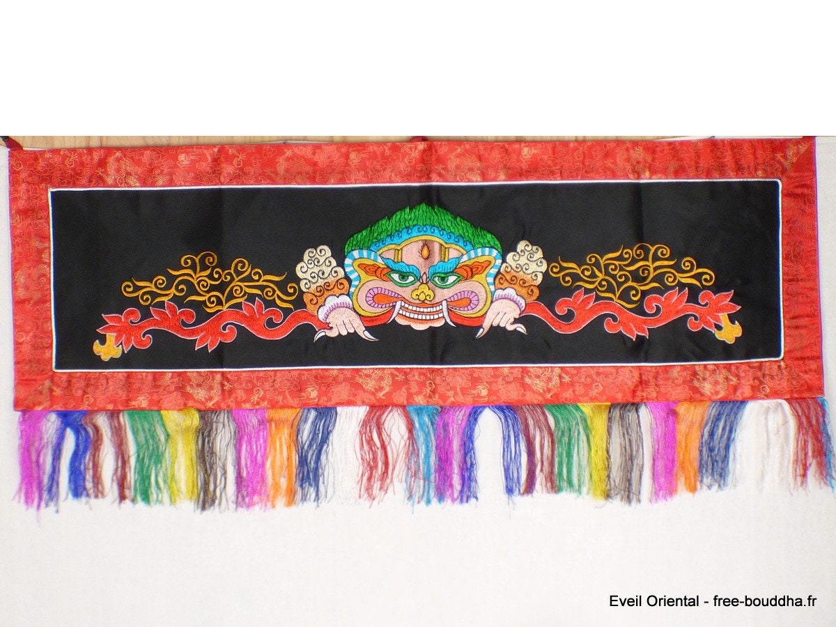Tenture Murale Bouddhiste Mahakala Noire Rouge, Nmaha5