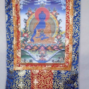 LARGE TIBETAN TANGKA Medicine Buddha 105 cm, tangka reproduction, GTAN1