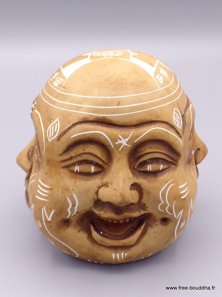 statuette Tete Bouddha, 4 Faces, Bouddha Rieur, Décoration Tibétaine Bouddhiste, Méditation, Teteb2